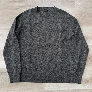 J Crew 100% Lambswool Wool Sweater Mens Large Marled Knit Charcoal Gray Crewneck